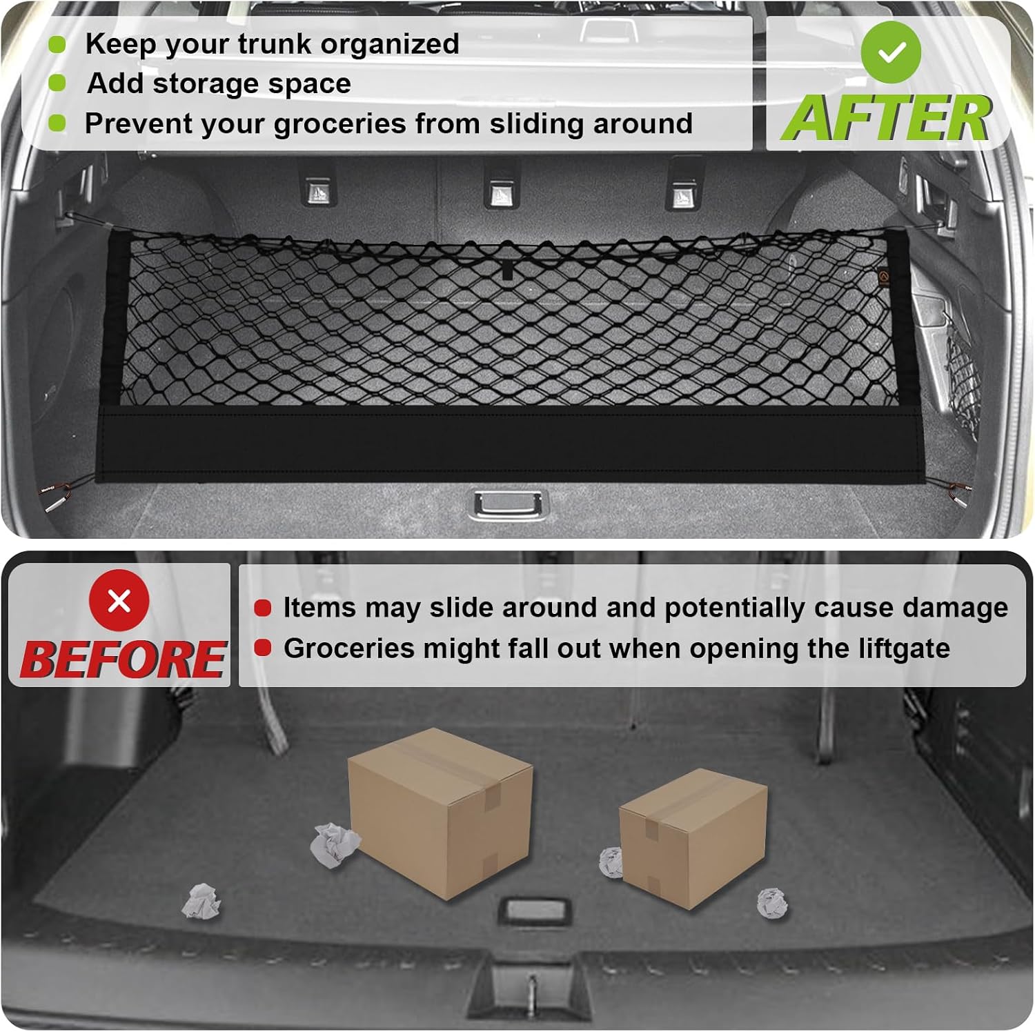 Detalle de Muslogy LockNflex Truck Bed Cargo Net for Subaru Outback (2015–2025) with Heavy-Duty Carabiners