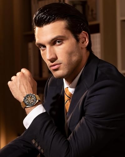 Detalle 2 de BENYAR BY-5140 Men's Analogue Quartz Chronograph Watch with Brown Leather Strap