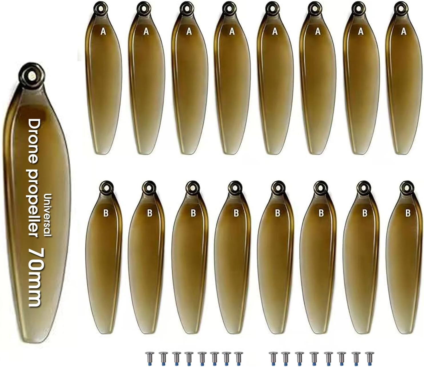Detalle de 16pcs 70mm Universal Drone Propellers (Green) – Low-Noise, Durable Replacement for S159/G9/G10/H11/K24/HK99/I8/X2/S136/S168