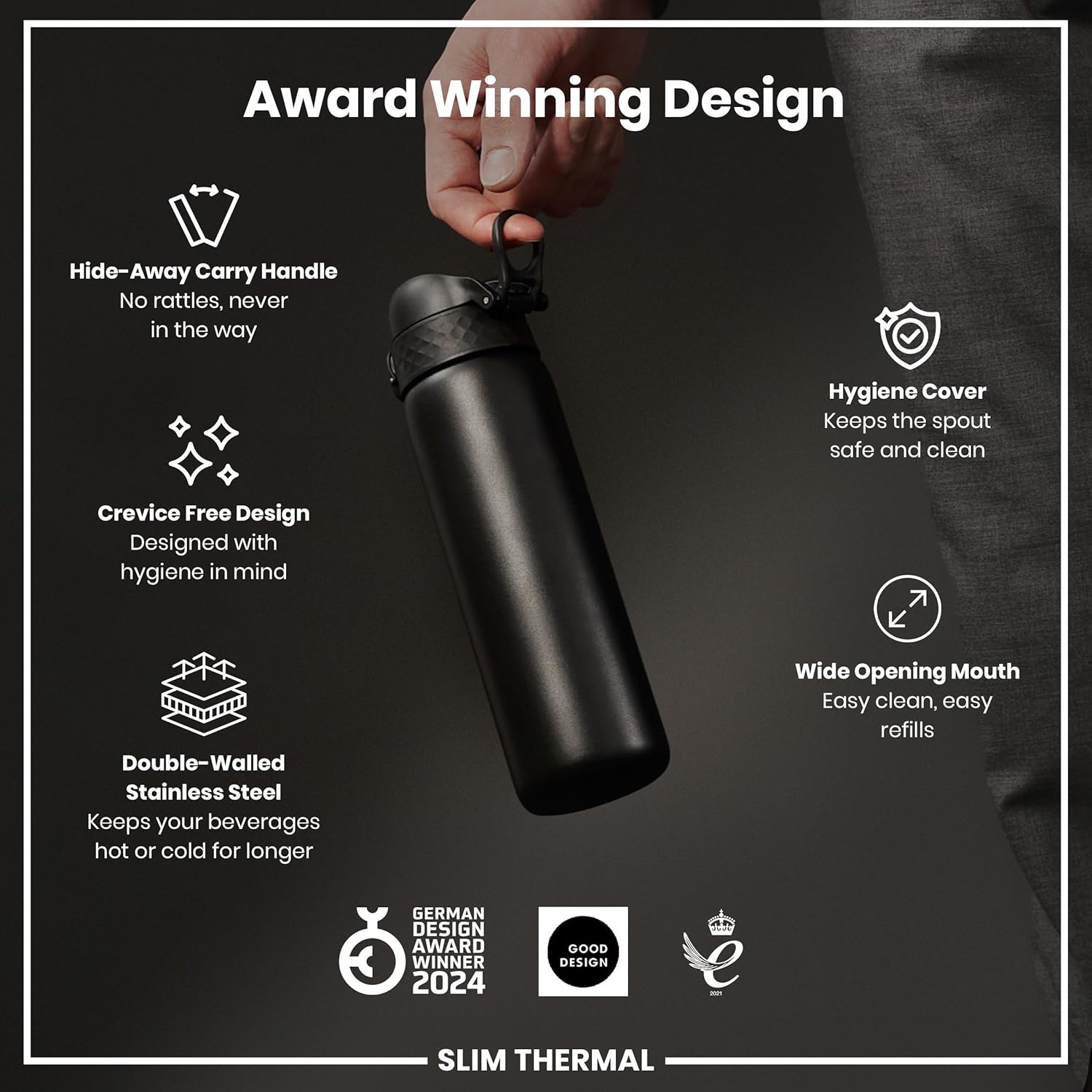 Thumbnail 5 de ION8 Vacuum Insulated Steel Water Bottle, 500 ml – Leak-Proof, Dishwasher Safe and Slim enough for cup holders