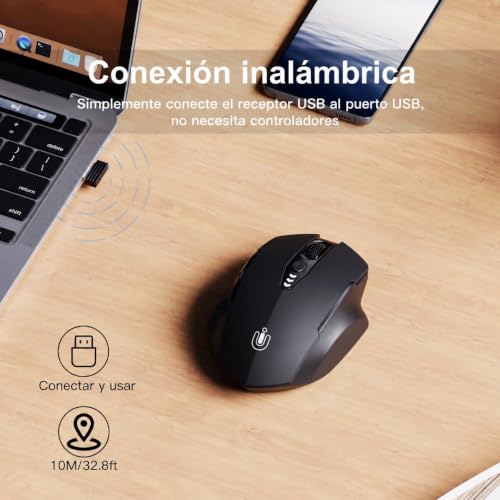 Detalle de Uineer Ratón Inalámbrico 3200 dpi – Negro Mate