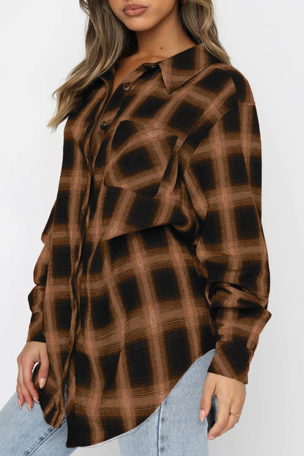 Thumbnail 3 de Jhsnjnr Women's Plaid Long Sleeve Oversized Flannel Shirt