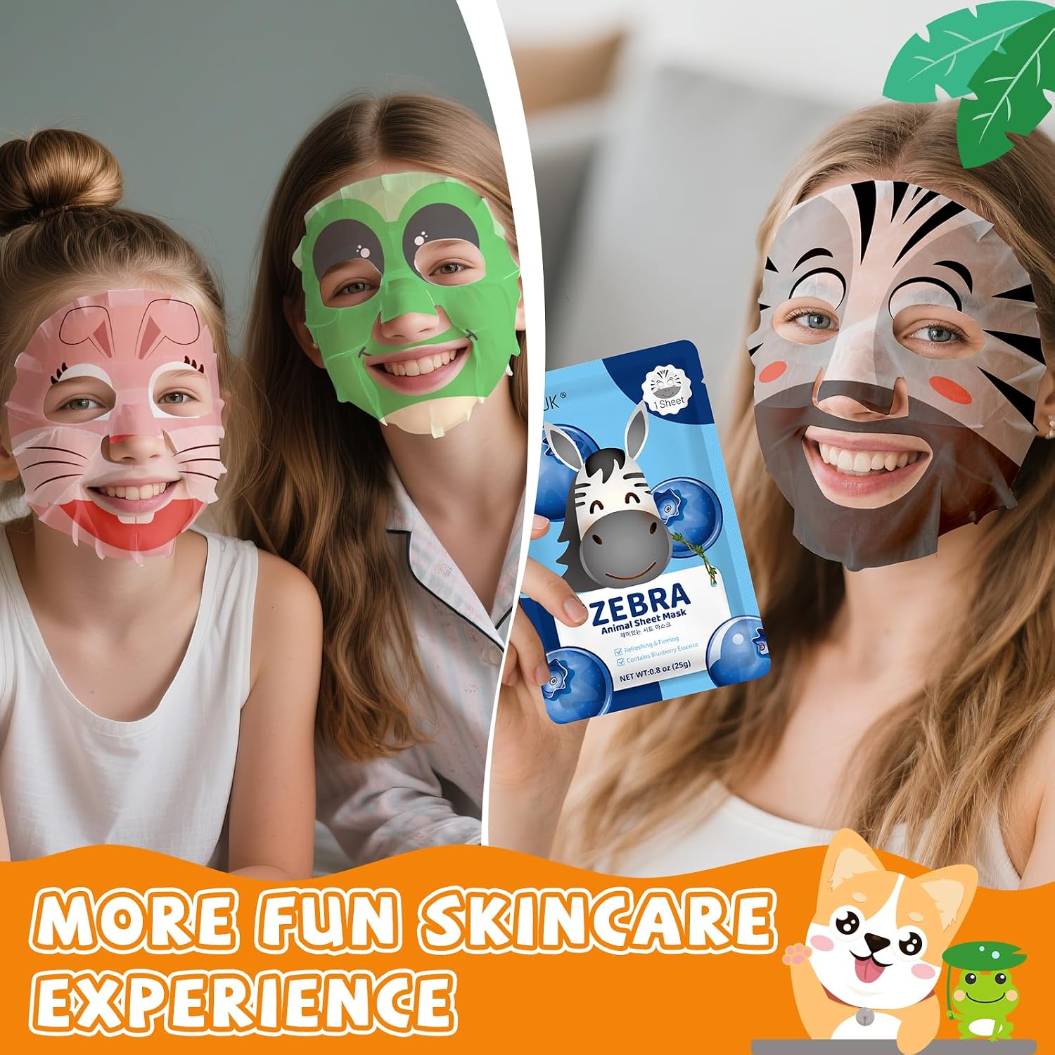 Thumbnail 5 de KONEUK 9 Pack Animal Face Masks for Kids — Hydrating Collagen Sheet Masks for Teens and Sleepover Parties