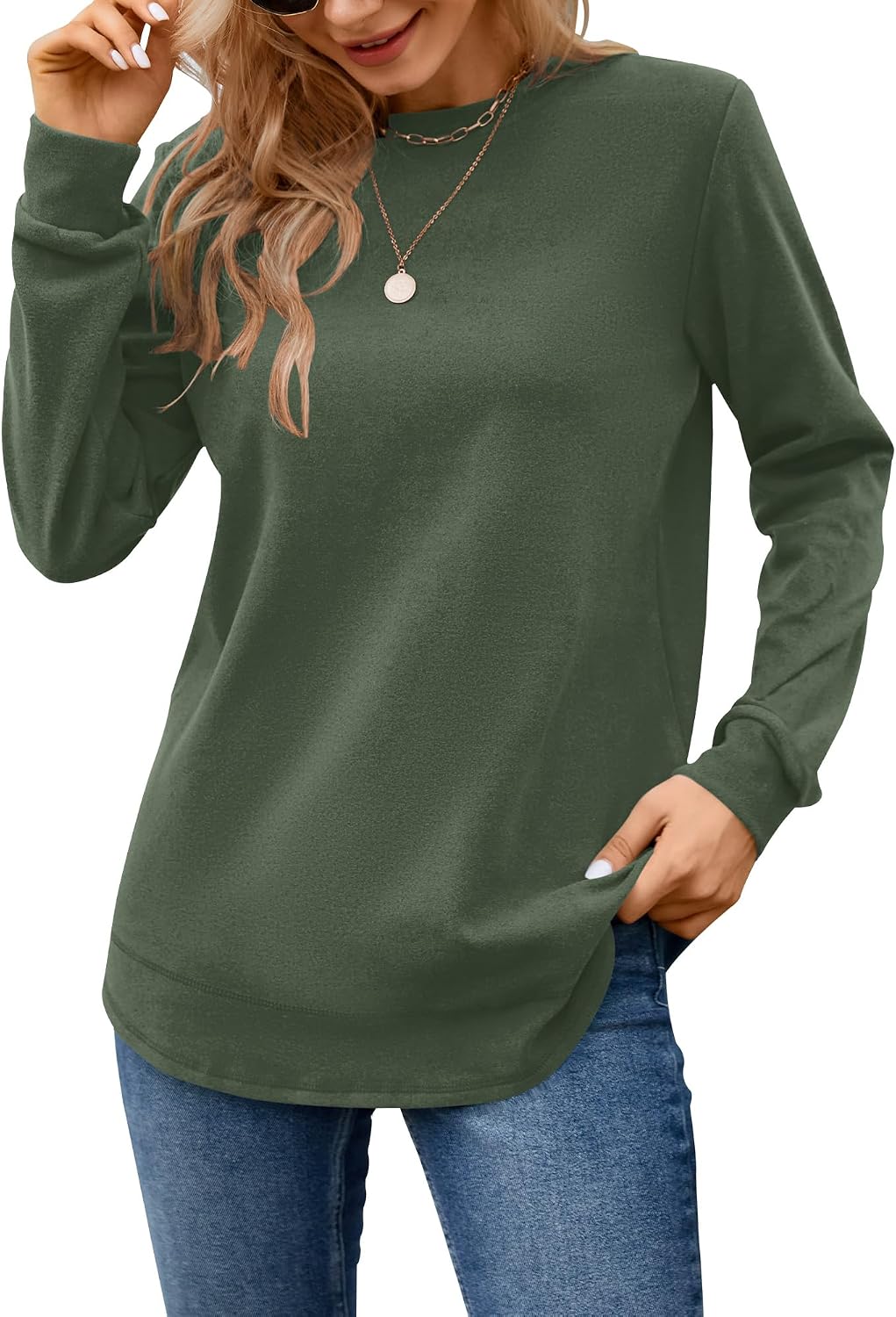 Thumbnail 5 de MISFAY Women's Tunic Sweatshirt with Curved Hem and Stretch Fabric