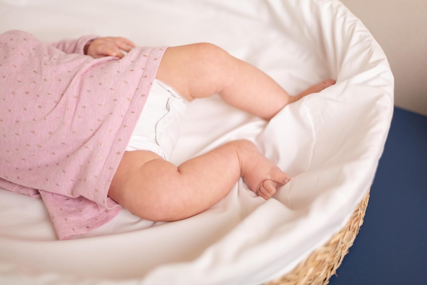 Thumbnail 4 de Panier à langer bébé CHILDHOME en jonc de mer avec matelas et housse 100% coton – boho, certifié OEKO-TEX, de 0 à 12 mois