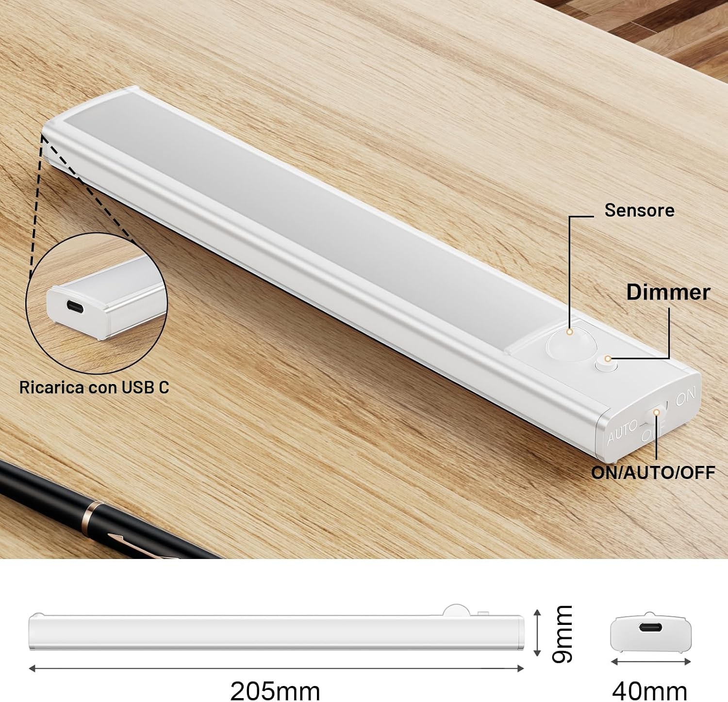 Thumbnail 6 de daphomeu – 5 luci LED Sottopensile Cucina con Sensore, Dimmerabili, ricaricabili e magnetiche