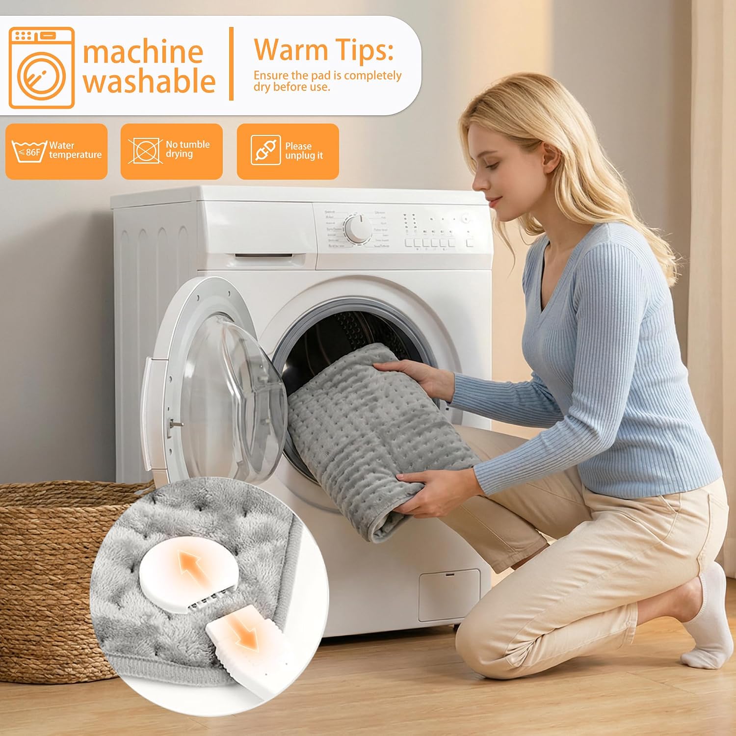 Detalle de Cuplu AQ-CP60-YRY3 30 x 16 in Electric Heating Pad, 6 Heat Settings