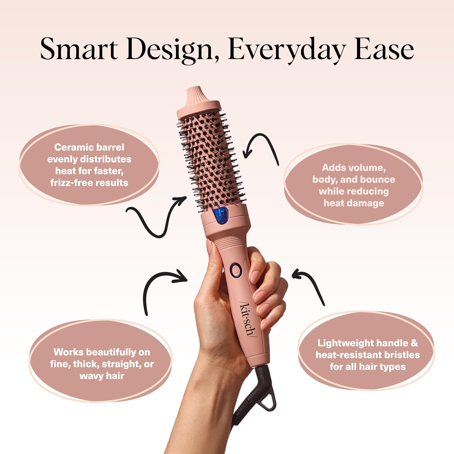 Detalle de Kitsch Thermal Round Brush (Heated Round Brush) with 1.5 in Ceramic Barrel for Blowout Volume & Shine