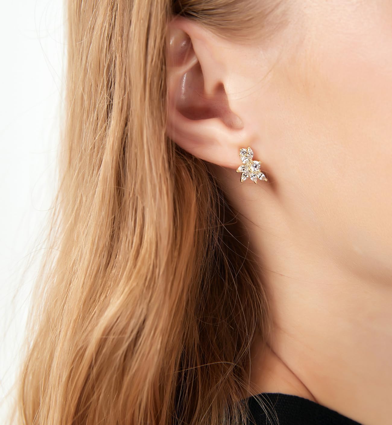 Thumbnail 3 de Titaniumcentral Damen Cluster Ohrringe – Marquise & Rund Zirkonia, hypoallergen, Gold/Silber