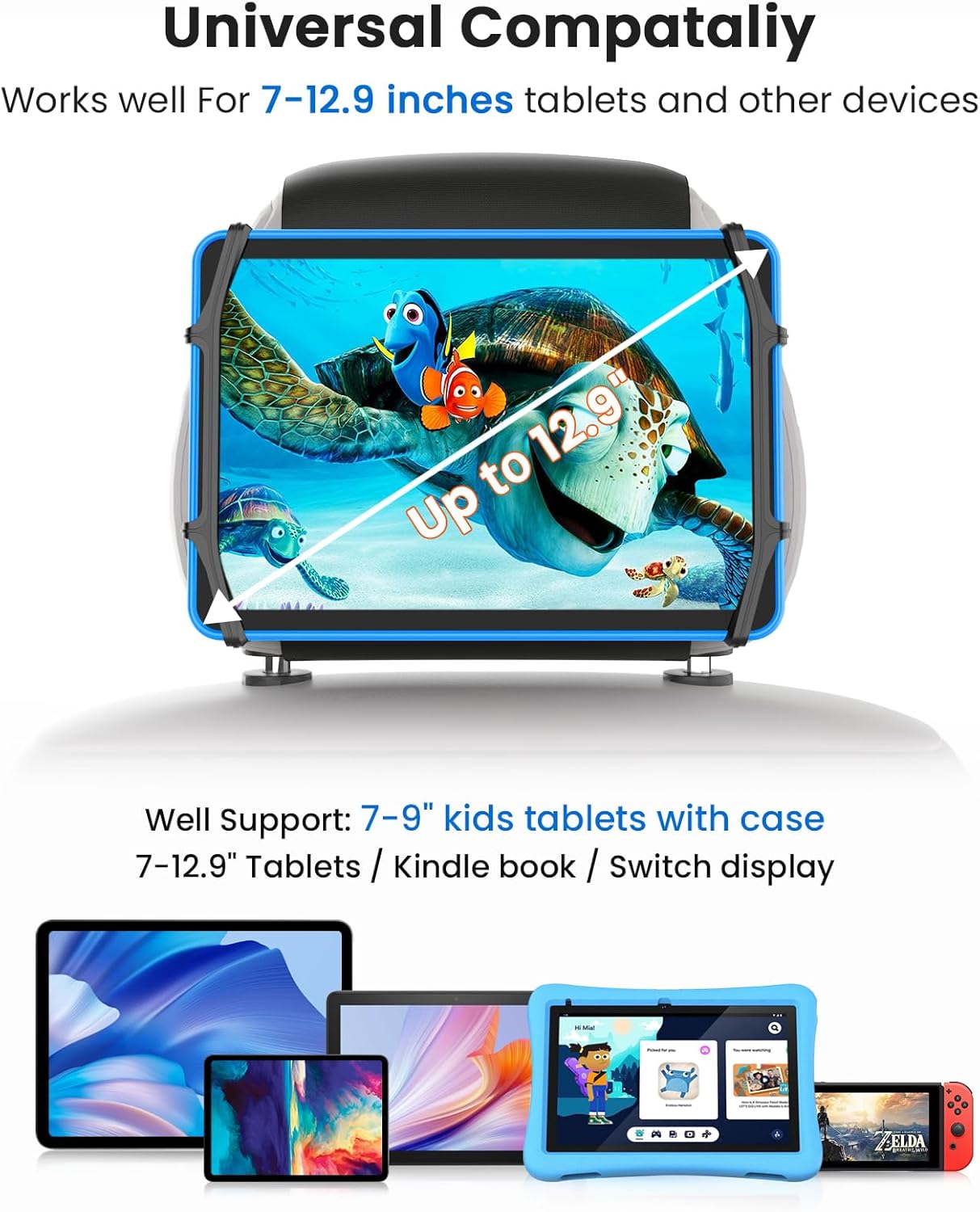 Thumbnail 2 de WONNIE Upgraded Car Headrest Tablet Mount 7–12.9in