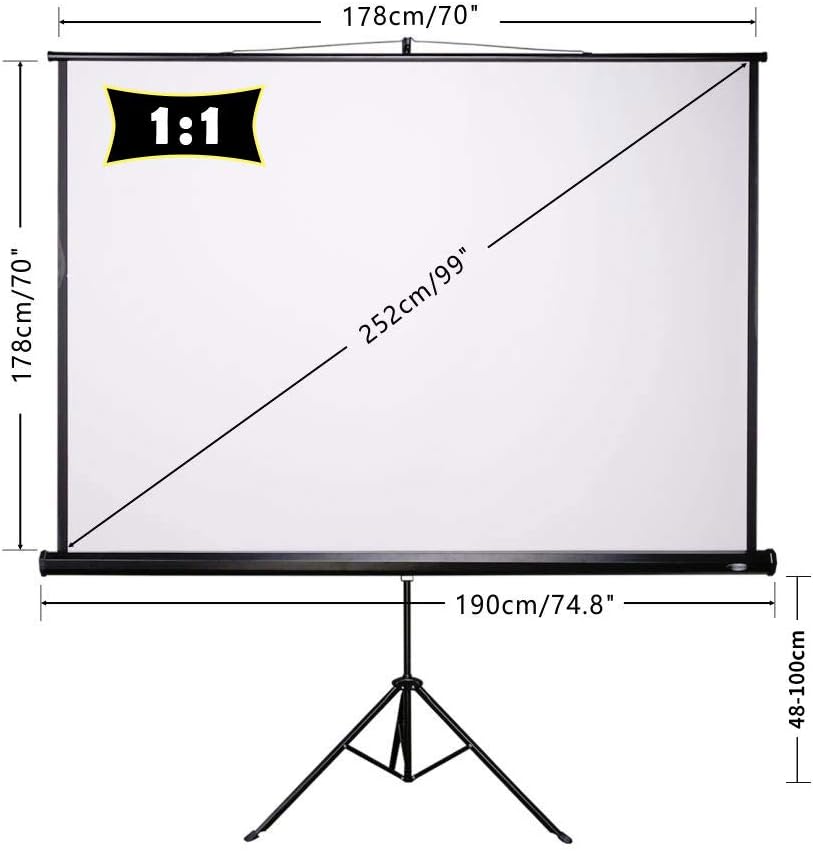 Thumbnail 1 de CCLIFE Beamer-Leinwand mit Stativ (85/99/114 Zoll) – mobile Rolloleinwand fürs Heimkino