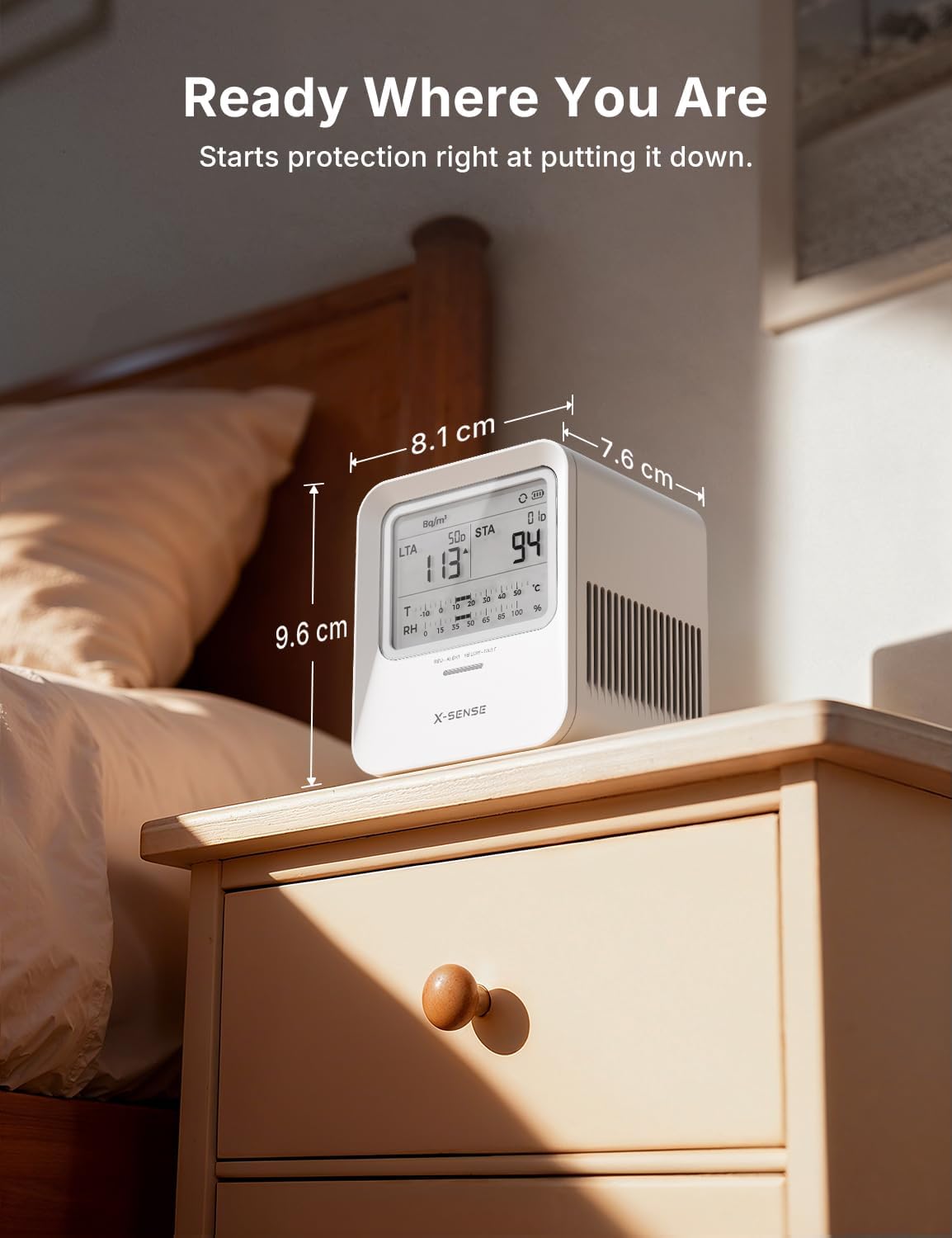 Detalle de X-Sense XR0B-SR Radon Detector with Audible and Visual Alerts, 99 Reports