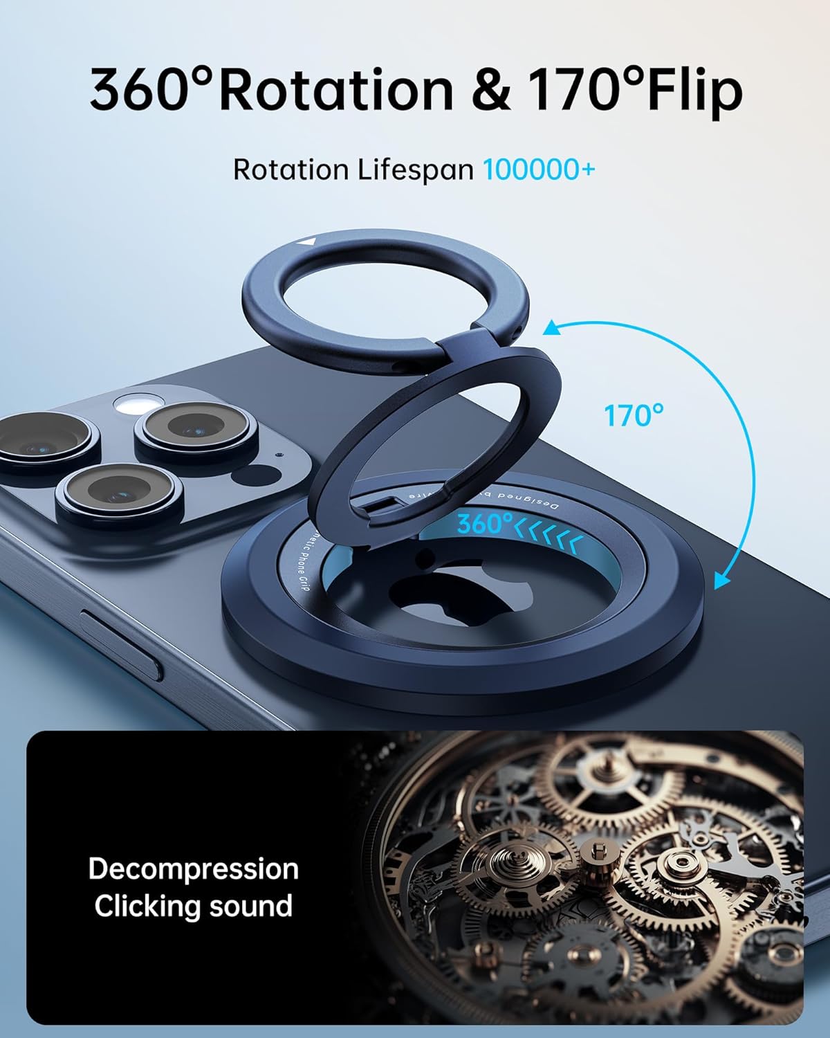 Thumbnail 2 de SYNCWIRE MagSafe Ring Phone Holder: 360° Rotatable Dual-Sided Magnet Stand