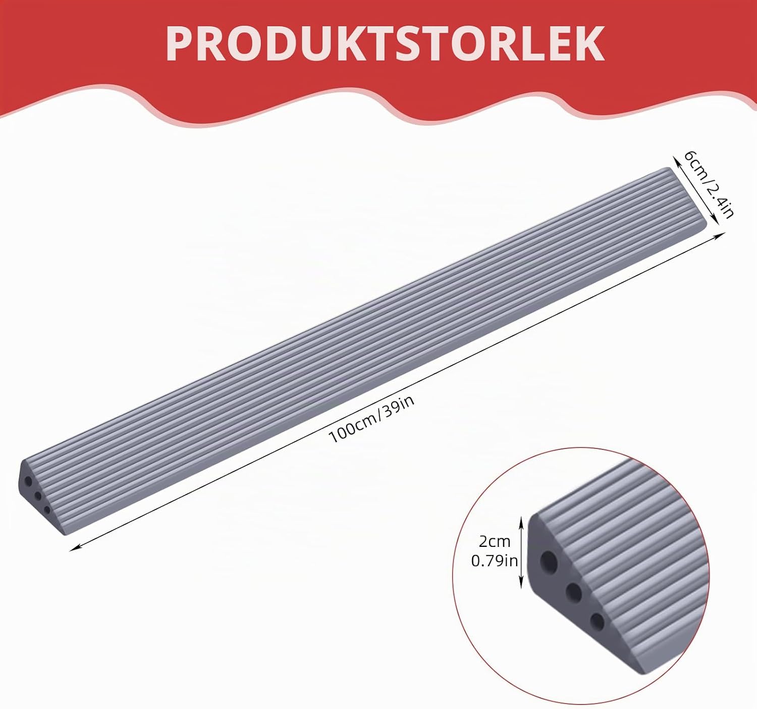 Thumbnail 1 de RICKMASK tröskelramp i TPE, 100 × 6 × 2 cm med självhäftande baksida