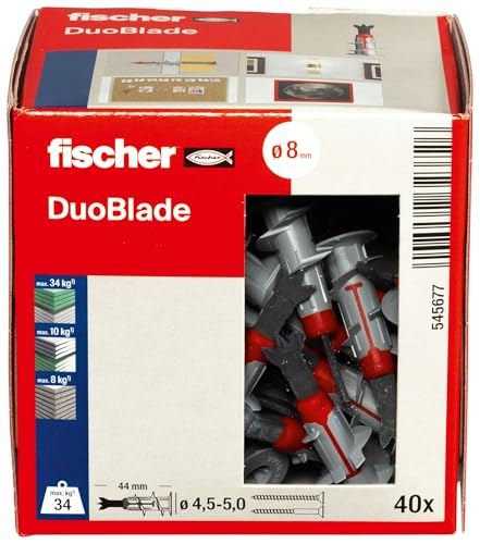 Detalle de fischer DuoBlade – selbstbohrender Gipskartondübel, 40 Stück