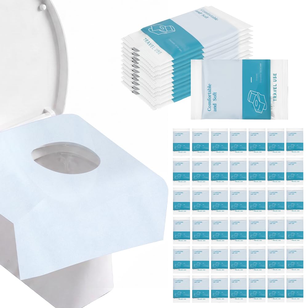 Detalle de OFFCUP Disposable Toilet Seat Covers, 54 Pack, Waterproof Antibacterial Travel Covers