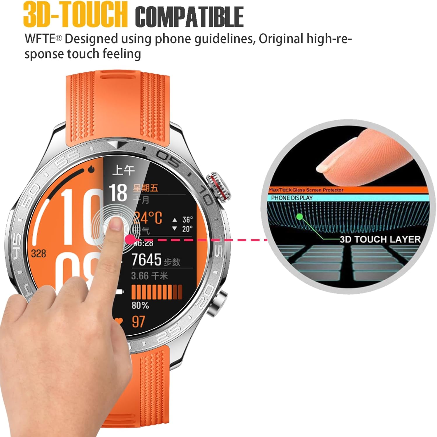 Thumbnail 2 de WFTE 4-Pack Screen Protector for Amazfit T-rex 3 / HONOR Watch 5 Pro