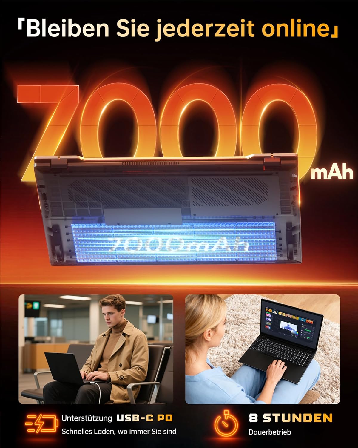 Thumbnail 3 de jumper Laptop 17,6 Zoll Jasper Lake Celeron Quad Core (16GB RAM, 512GB SSD + 128GB eMMC) mit 100% sRGB FHD & Office 365