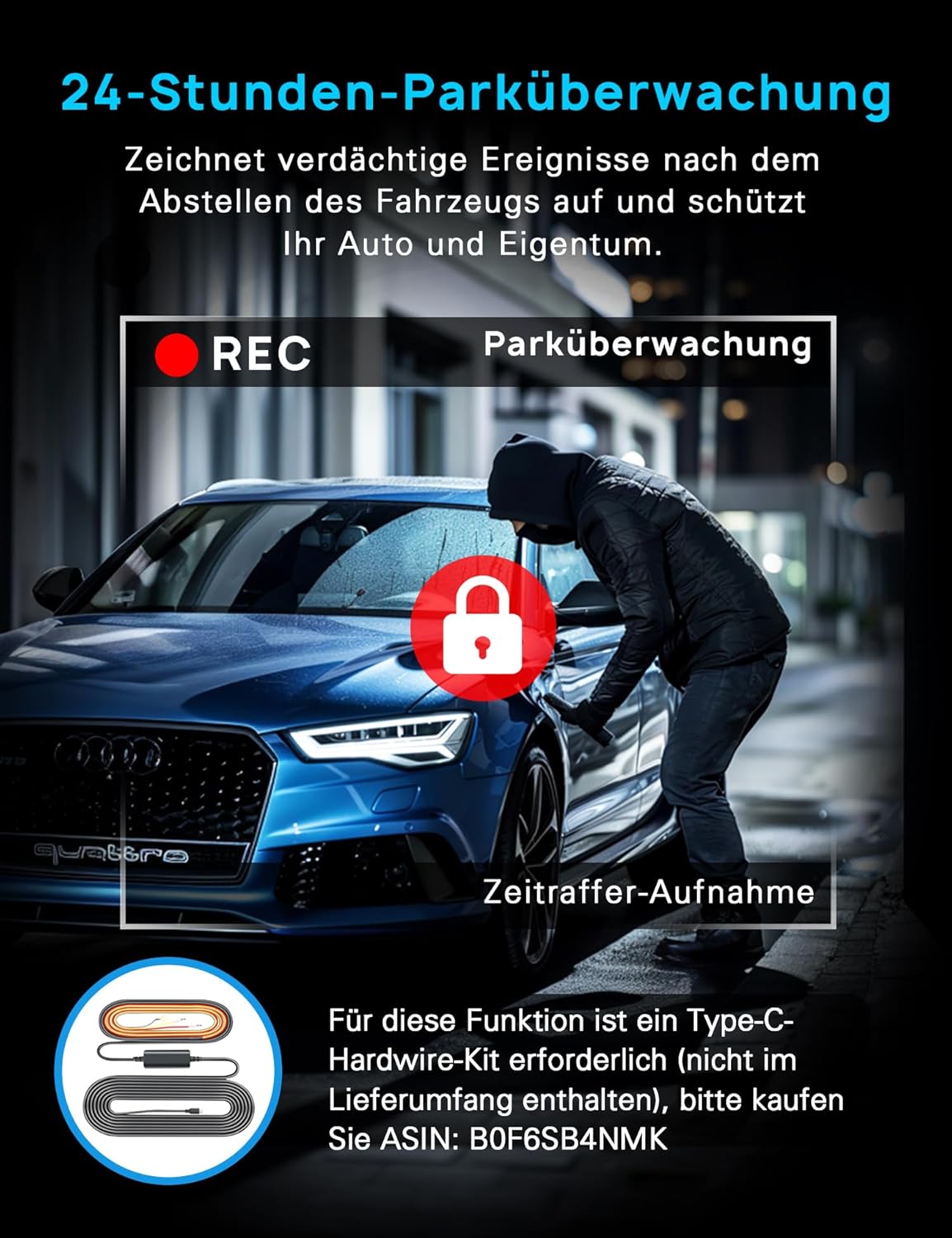 Thumbnail 6 de Navycrest Dashcam 4K vorne + 1080P hinten, Dualkamera