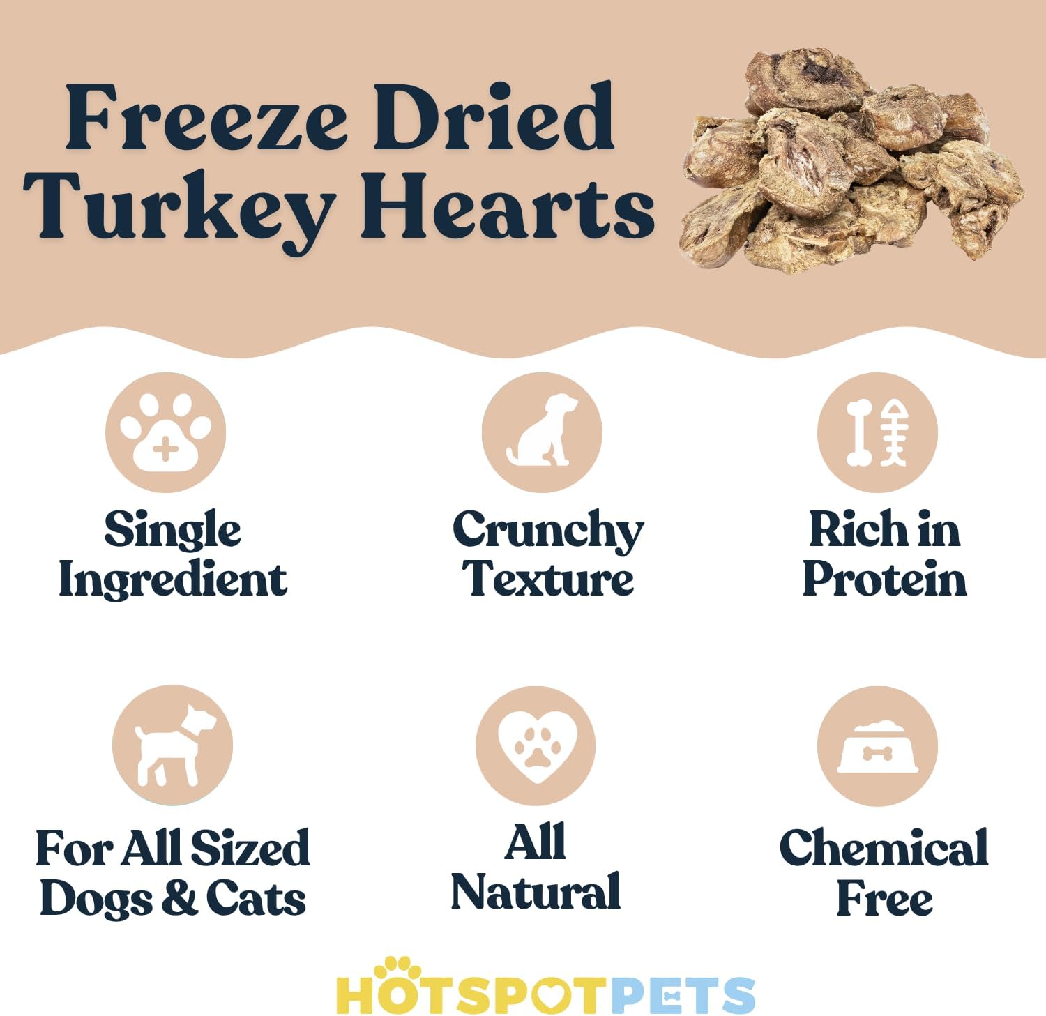 Detalle de Hotspot Pets Freeze-Dried Turkey Heart Treats, 1 lb