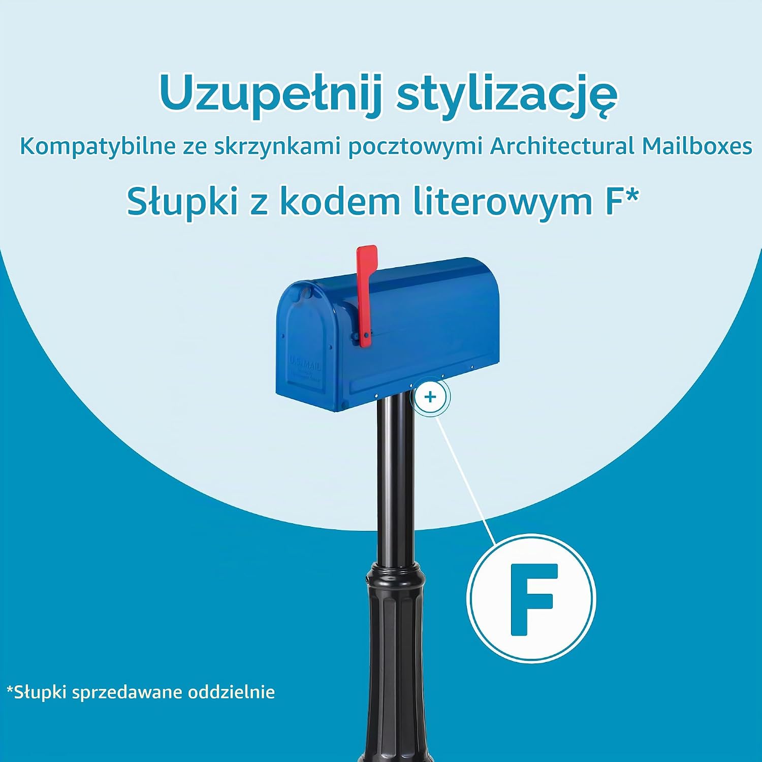 Detalle de Architectural Mailboxes 7600BE MB1 – średnia niebieska skrzynka pocztowa ze stali