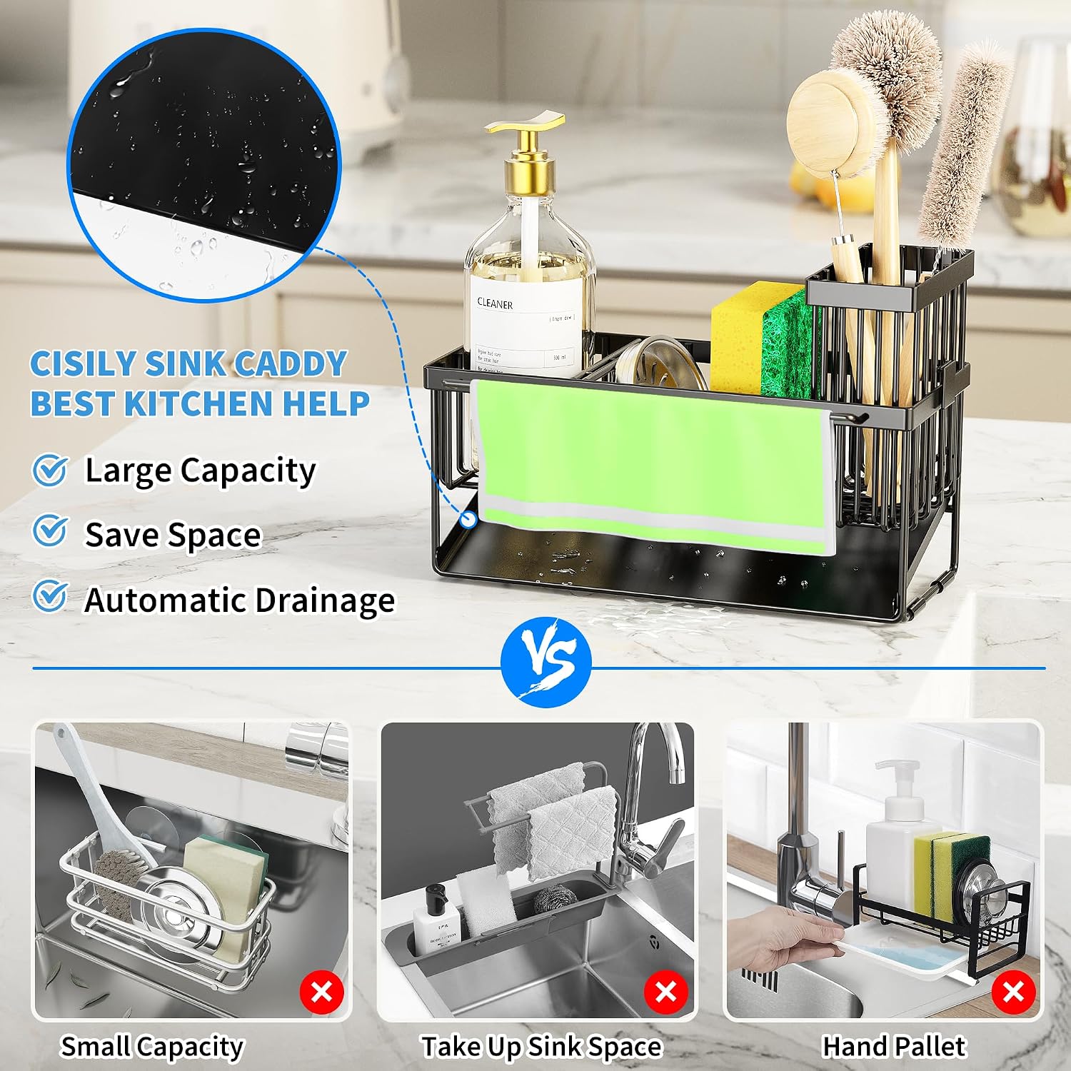 Detalle 2 de Cisily Kitchen Sink Caddy, 304 Stainless Steel