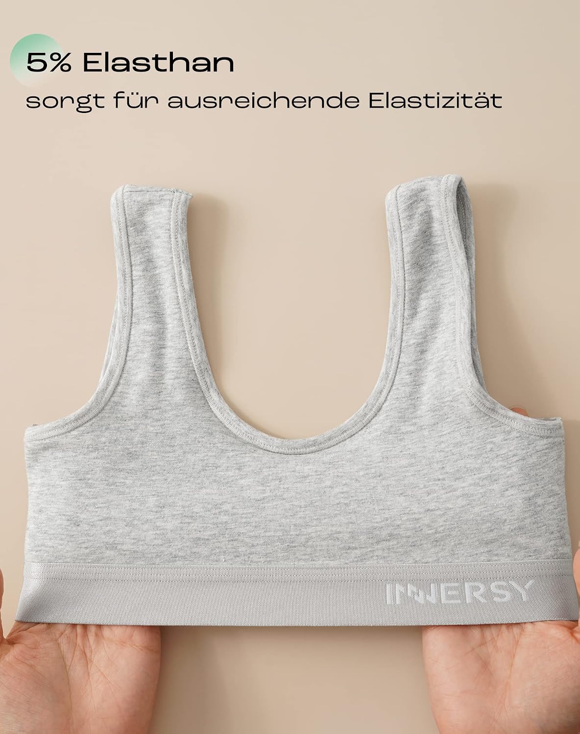 Thumbnail 3 de INNERSY Bustier Mädchen Baumwolle Sport BH ohne Bügel Bralette 3er Pack
