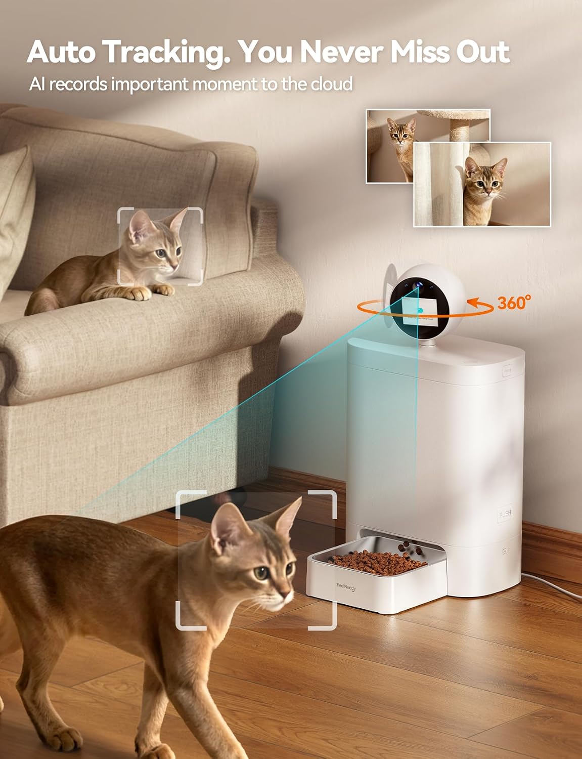Thumbnail 3 de FEELNEEDY Automatic Cat Feeder with Camera and 2K 360° View