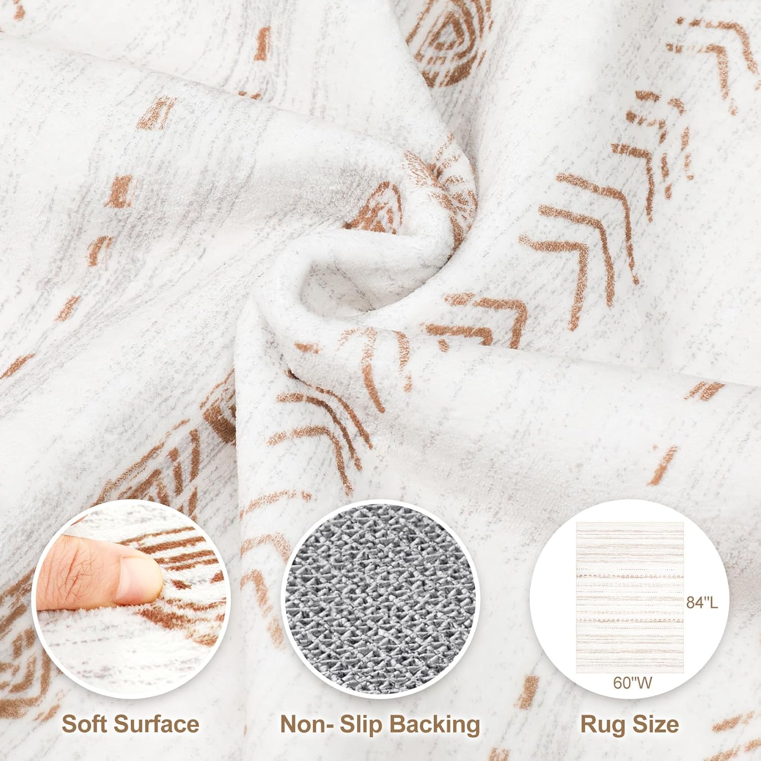 Detalle de Nakagishi Area Rug 5x7 Boho Brown 🏡
