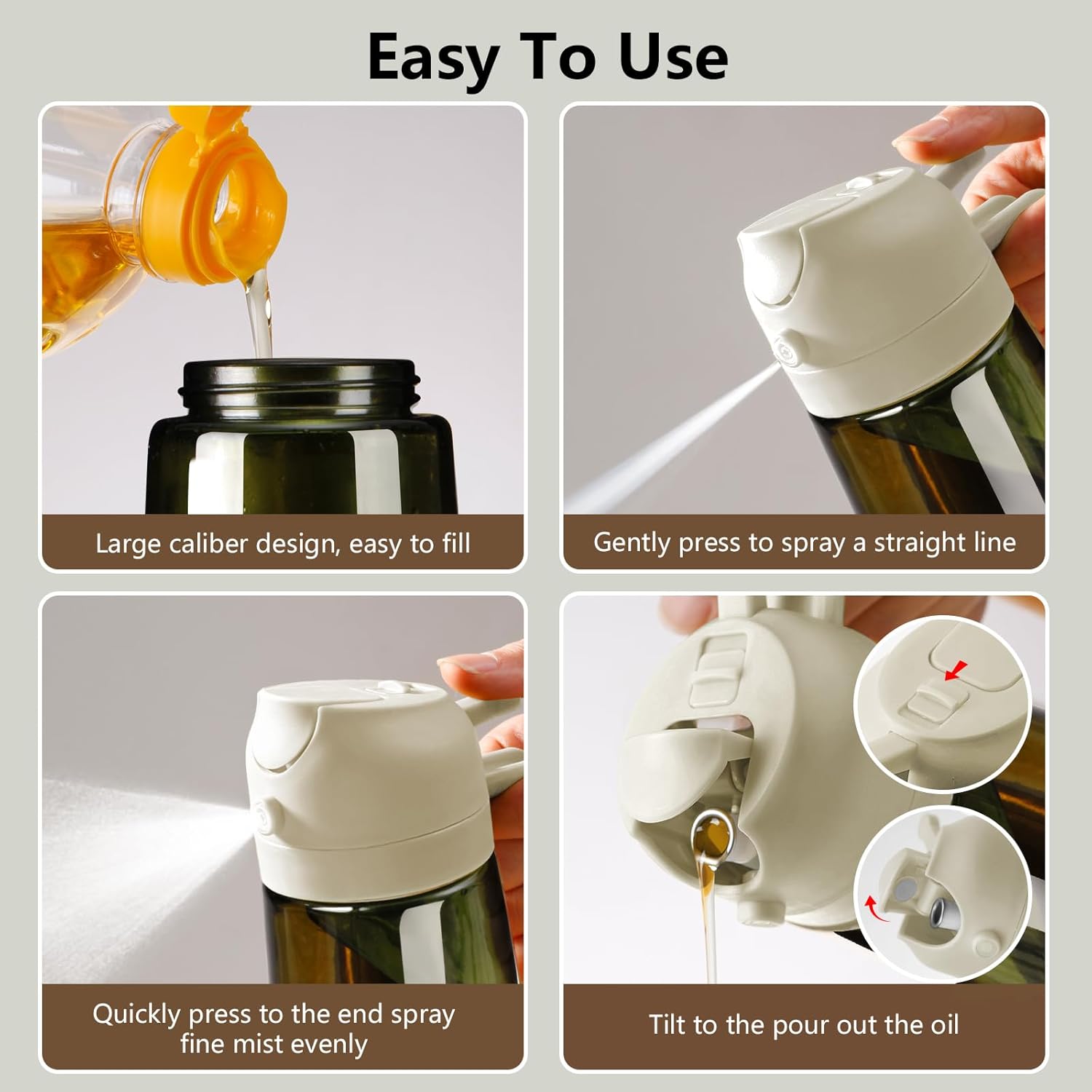Thumbnail 1 de SWEET VIEW Olive Oil Dispenser and Oil Sprayer (16oz/470ml) – Light-Proof Glass Bottle for Pouring or Misting