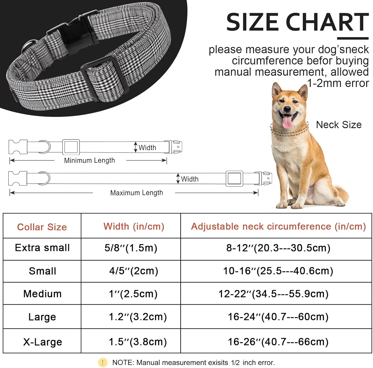 Thumbnail 5 de Unique Style Paws Hundehalsband mit verstellbarem Baumwollband und Metall-D-Ring