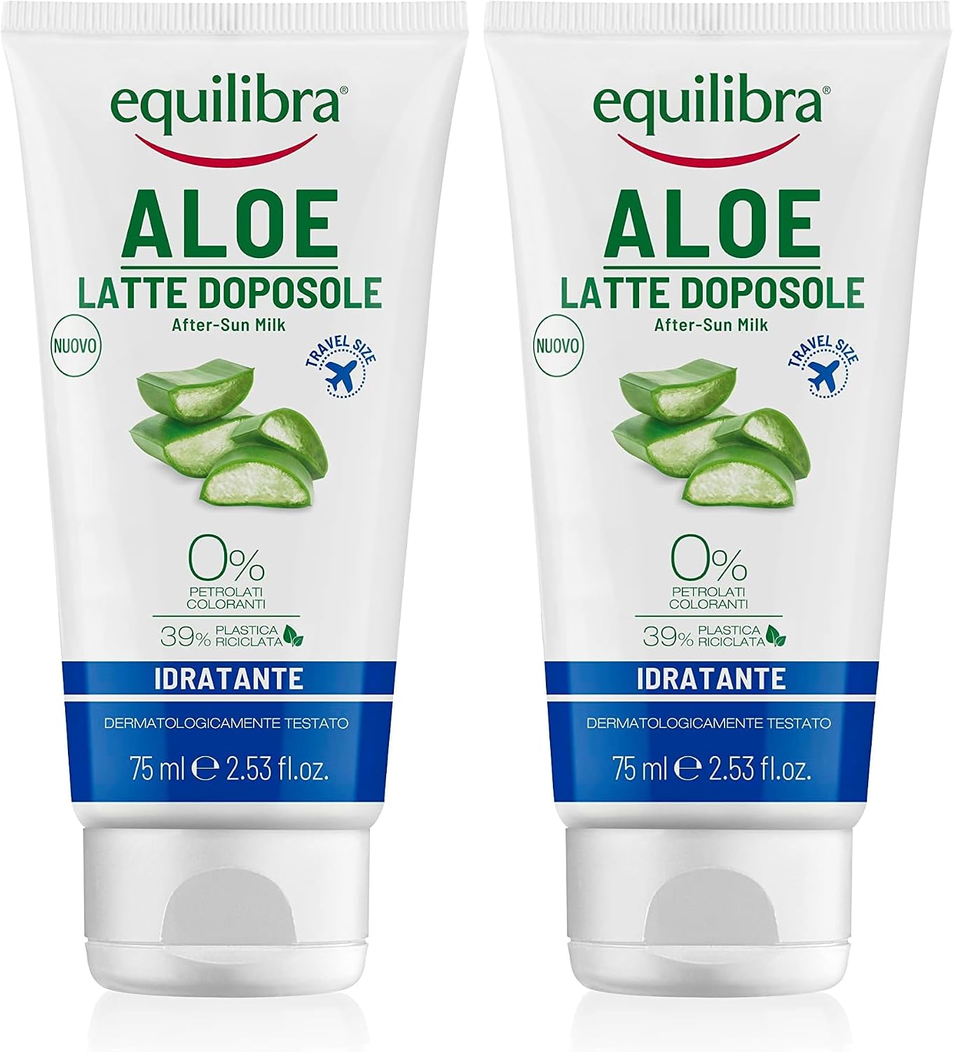 Detalle de equilibra Solari Aloe Latte Doposole Idratante Travel Size (75 ml): dopo sole leggero e nutriente