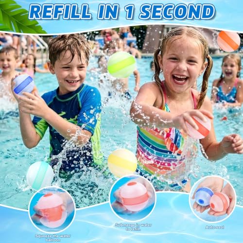 Detalle de GoBene 6 Gavettoni Riutilizzabili in Silicone: Palloncini Acqua Autosigillanti per Giochi Estivi