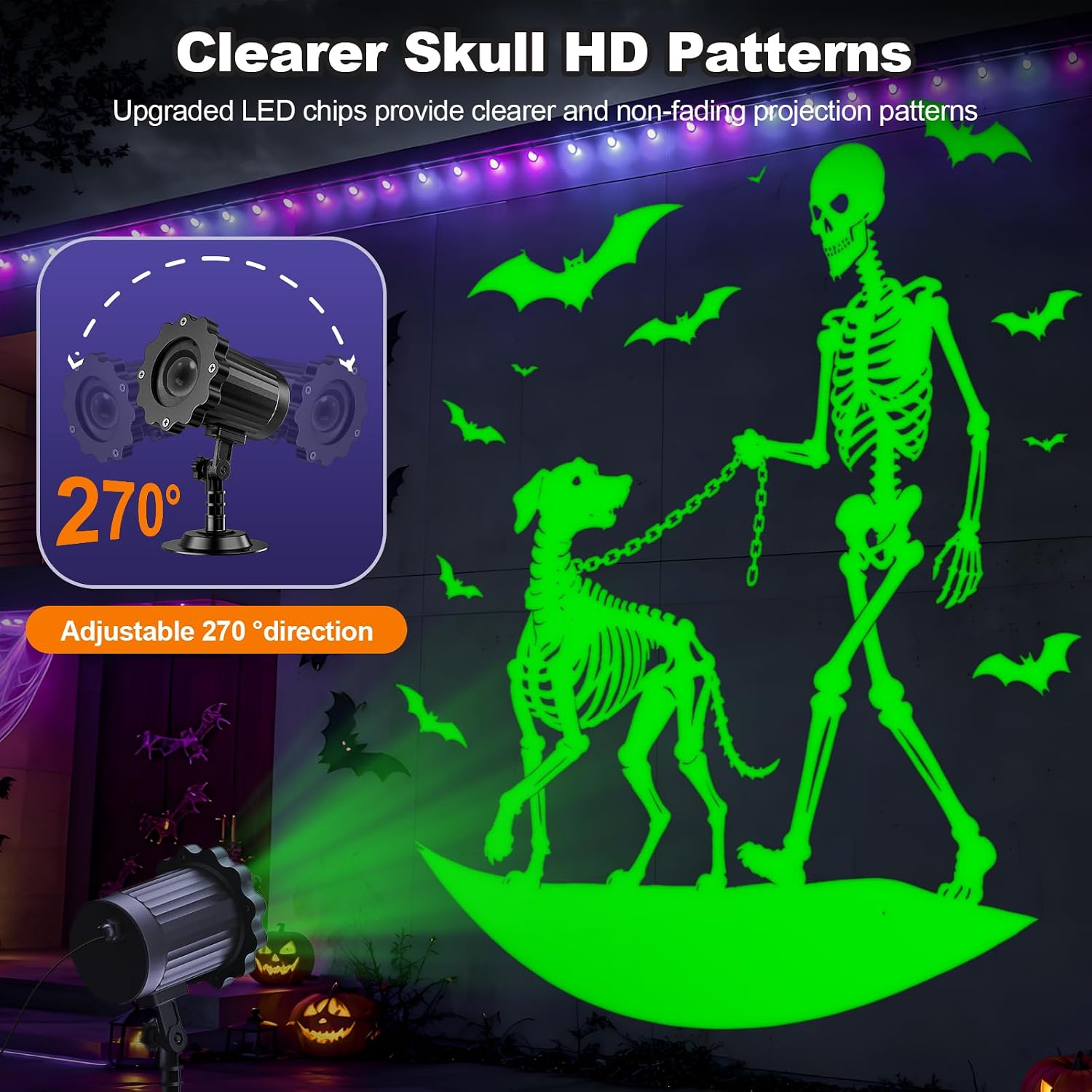 Detalle 2 de Halloween Projector Light with Skeleton Walking Dog Pattern