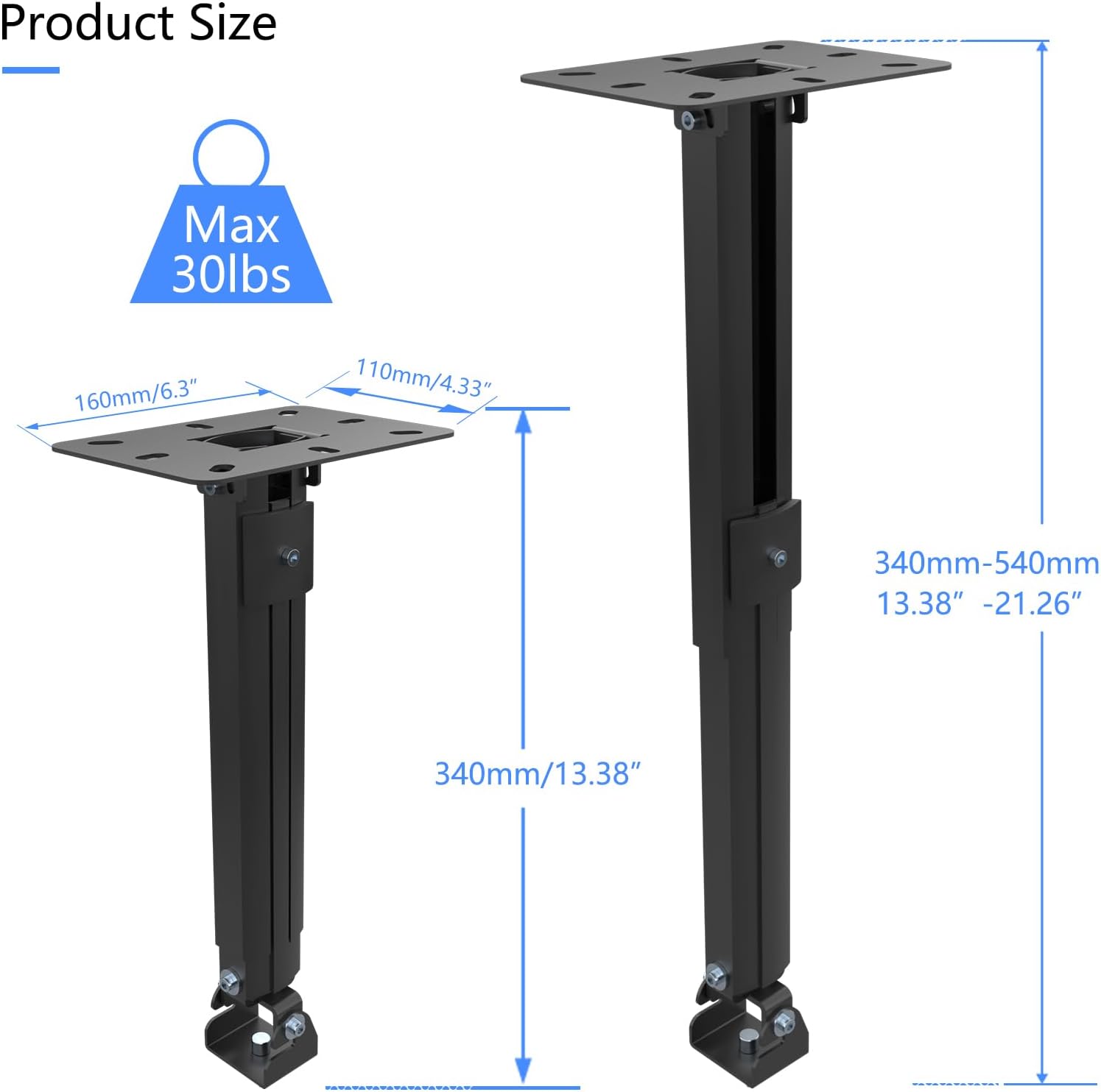Thumbnail 3 de Suptek Universal Ceiling/Wall Projector Mount with 533mm Extendable Pole & Thread Adapters (up to 13.6kg)