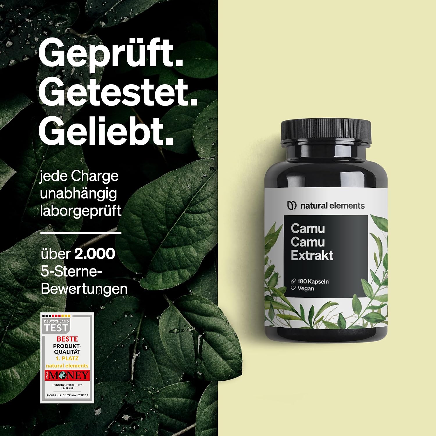 Thumbnail 4 de natural elements Camu Camu Extrakt Kapseln 500 mg Vitamin C Naturkapseln