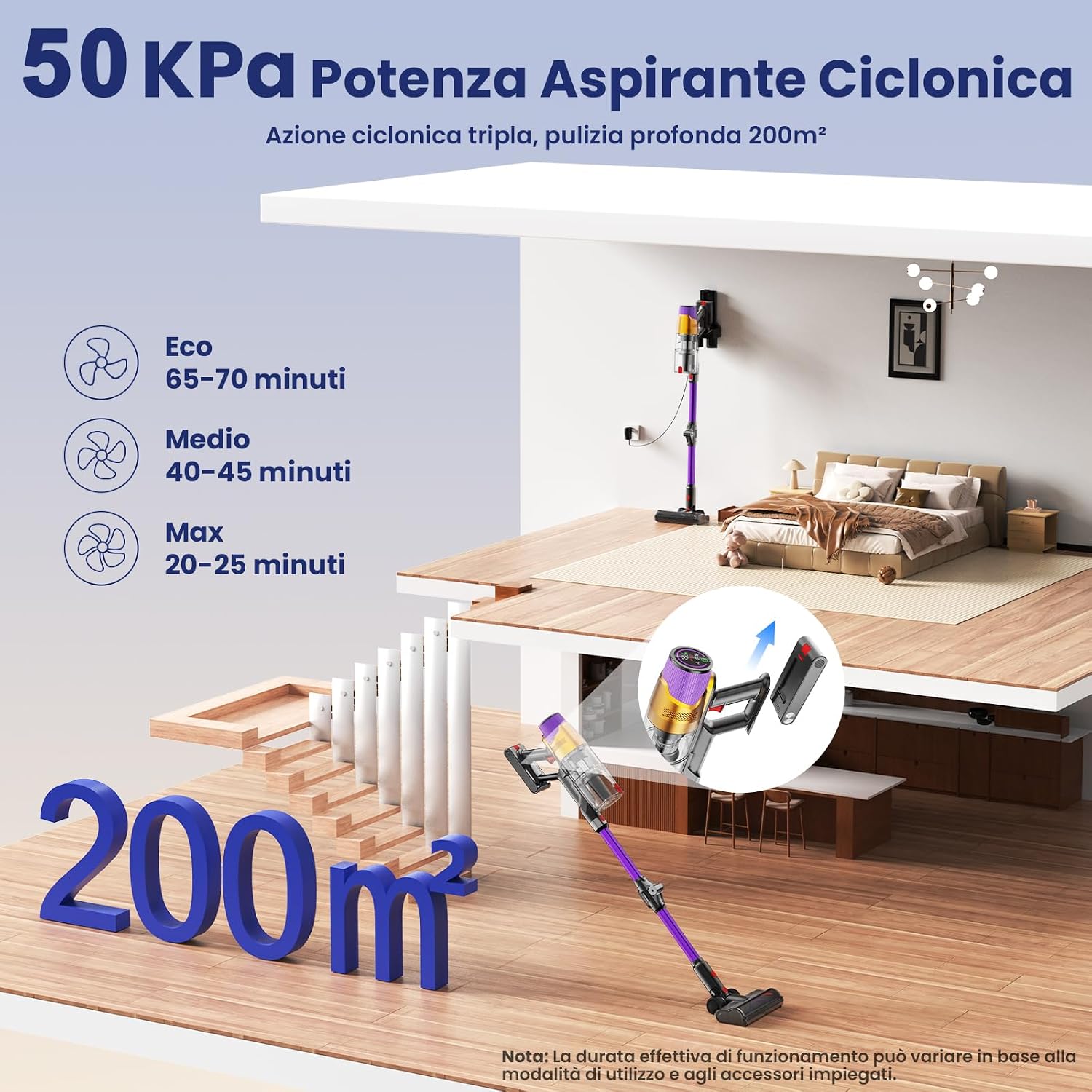 Thumbnail 1 de A12 Aspirapolvere Senza Fili 50KPa: pulizia profonda, design pieghevole e serbatoio acqua rimovibile
