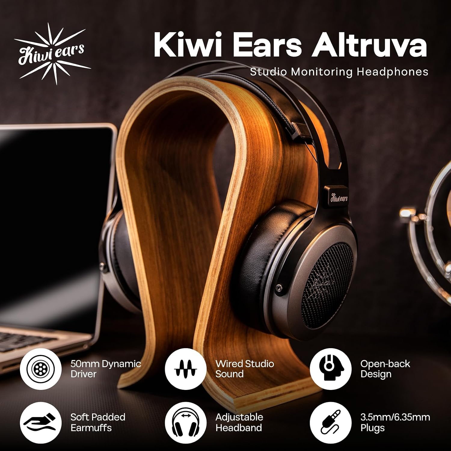 Thumbnail 1 de Linsoul Kiwi Ears Altruva Cuffie over ear cablate con driver dinamico da 50 mm e design aperto (BlackGrey)
