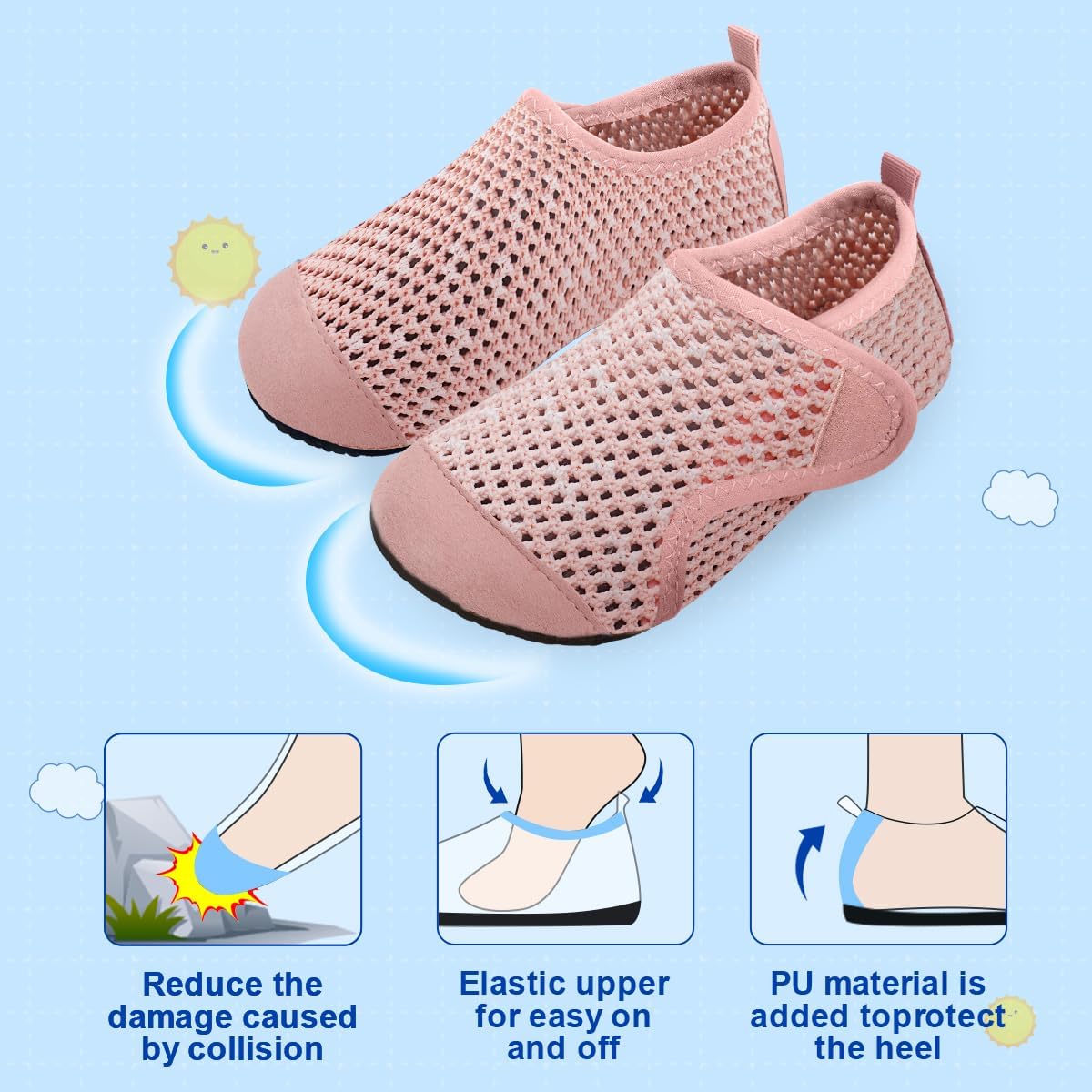 Detalle 2 de WateLves Kinder Badeschuhe & Wasserschuhe (Pull-on) mit rutschfester Sohle