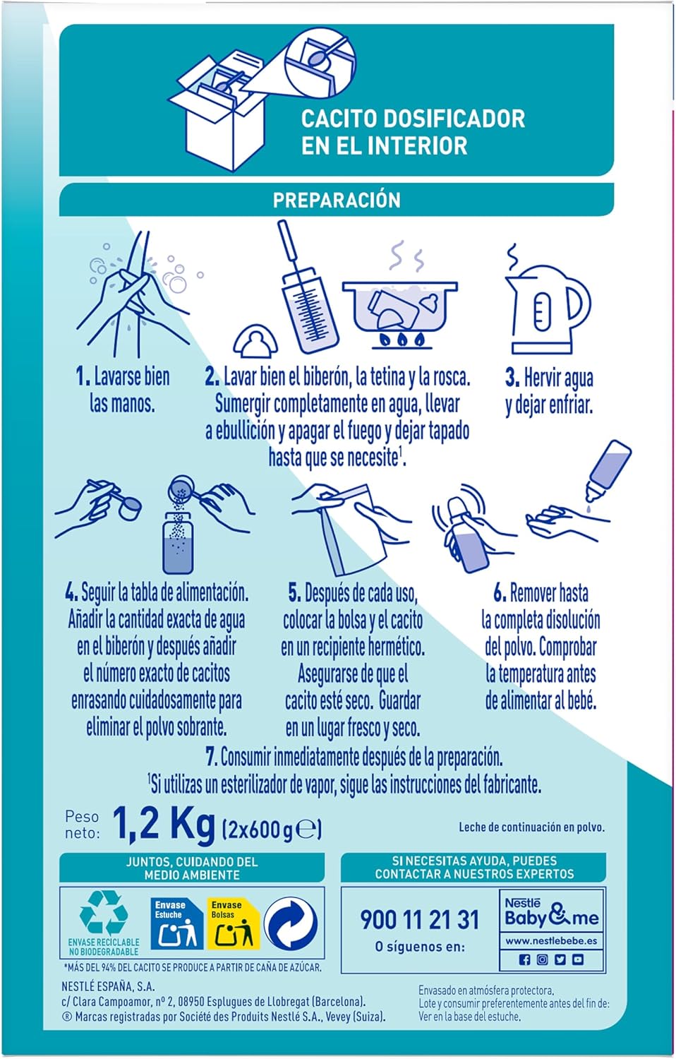 Detalle de Nestlé NAN OPTIPRO 2 Leche de continuación en polvo (estuche 1200 g)