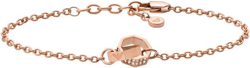 Detalle de Emporio Armani Damenarmband aus Edelstahl oder Messing mit roségoldenem Karabinerverschluss