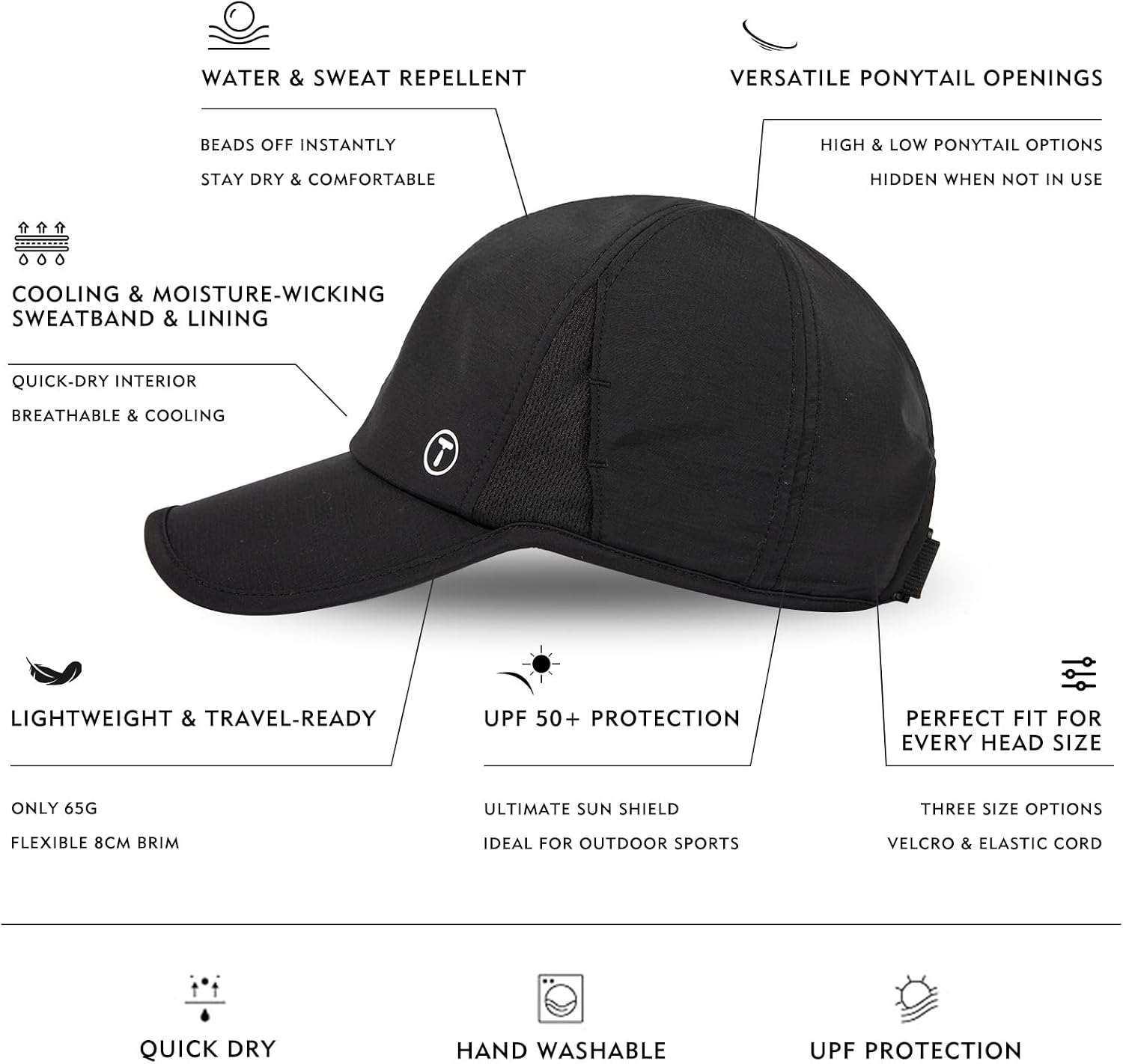 Detalle de TOP-EX Cooling UV 50 High Ponytail Baseball Cap for Women