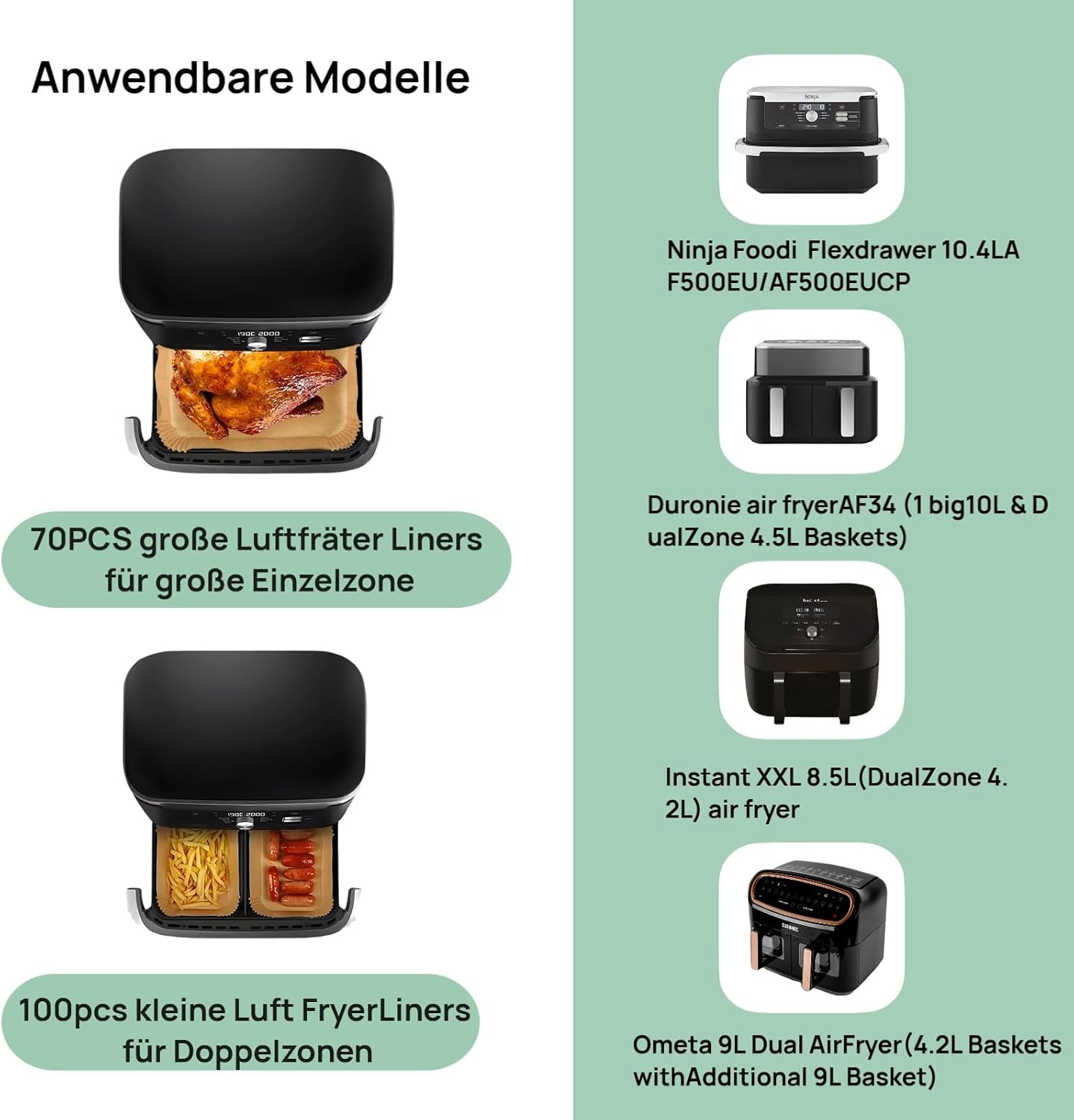 Thumbnail 1 de Cecanndila 170er Pack Backpapier für Airfryer – kompatibel mit Ninja AF500EU, Cosori Dual Blaze Twinfry 10L und Cecotec 9000