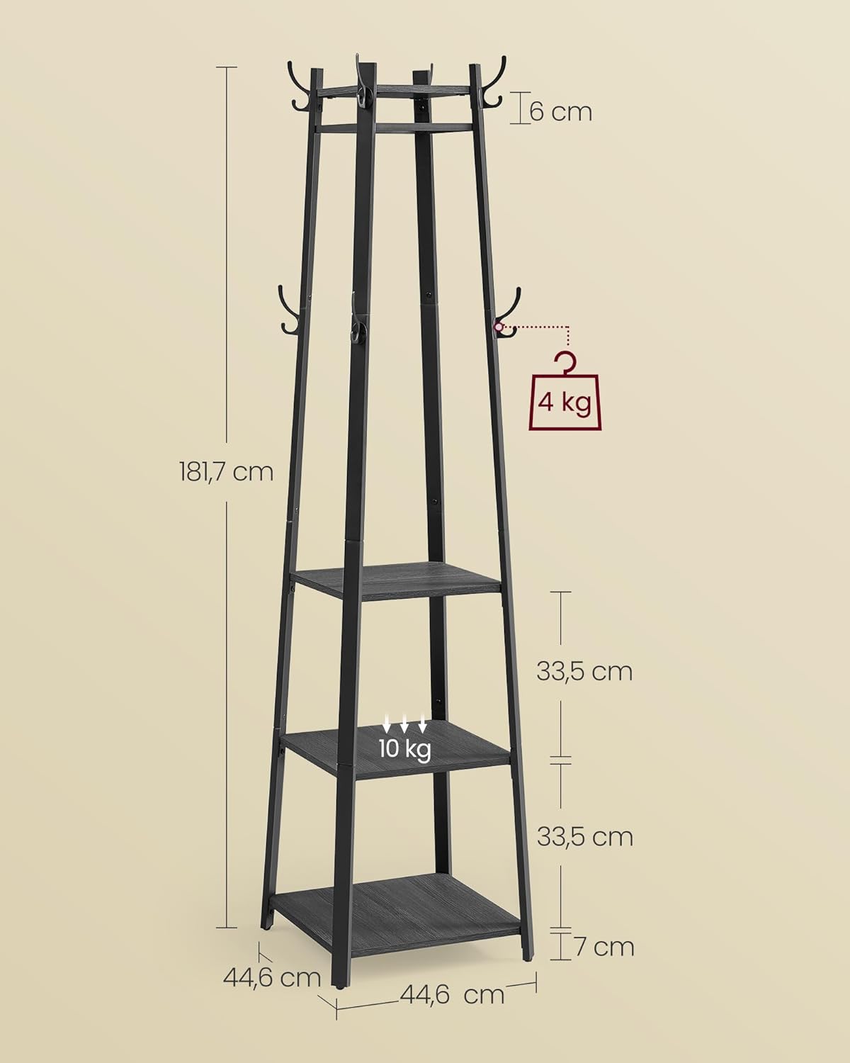 Thumbnail 5 de VASAGLE Appendiabiti da Terra 4 Ripiani