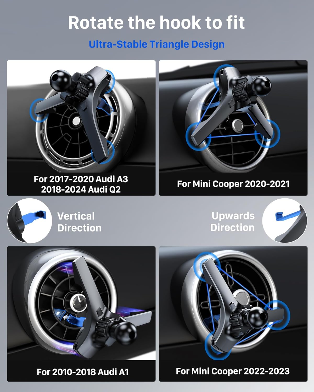 Thumbnail 4 de YOSH Magnetic Phone Car Mount for round air vents (metal plate required), compatible with iPhone 16 & Android phones