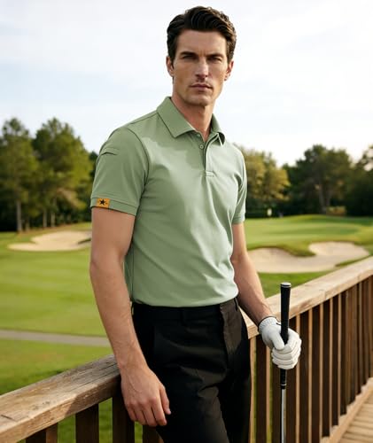 Detalle de JACKETOWN Polo Shirt Uomo Manica Corta - Asciugatura Rapida e Traspirante, Verde, Taglia L