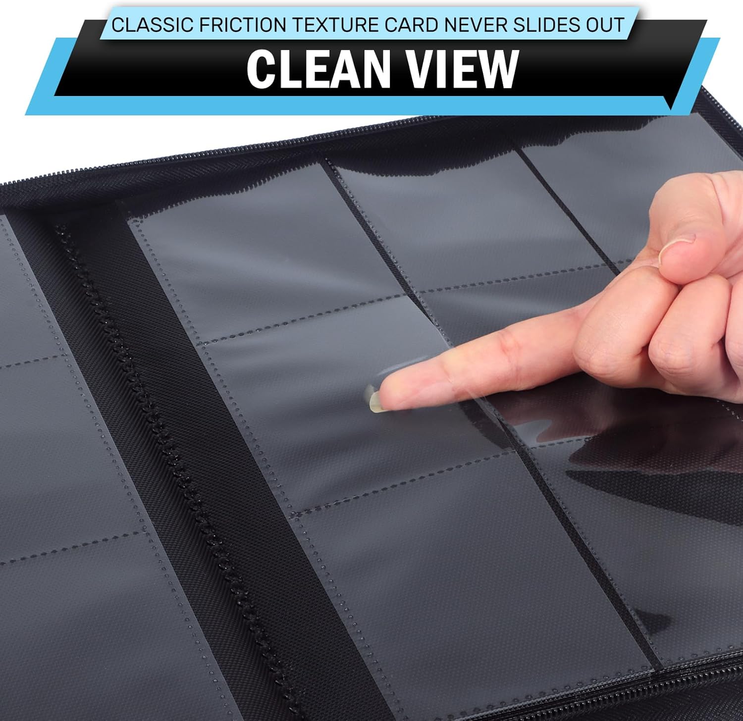 Thumbnail 5 de WITHYU 9 Taschen Sammelalbum für Karten mit 540 Kapazität (Seiteneinschub, Reißverschluss, wasserdicht) – Schwarz