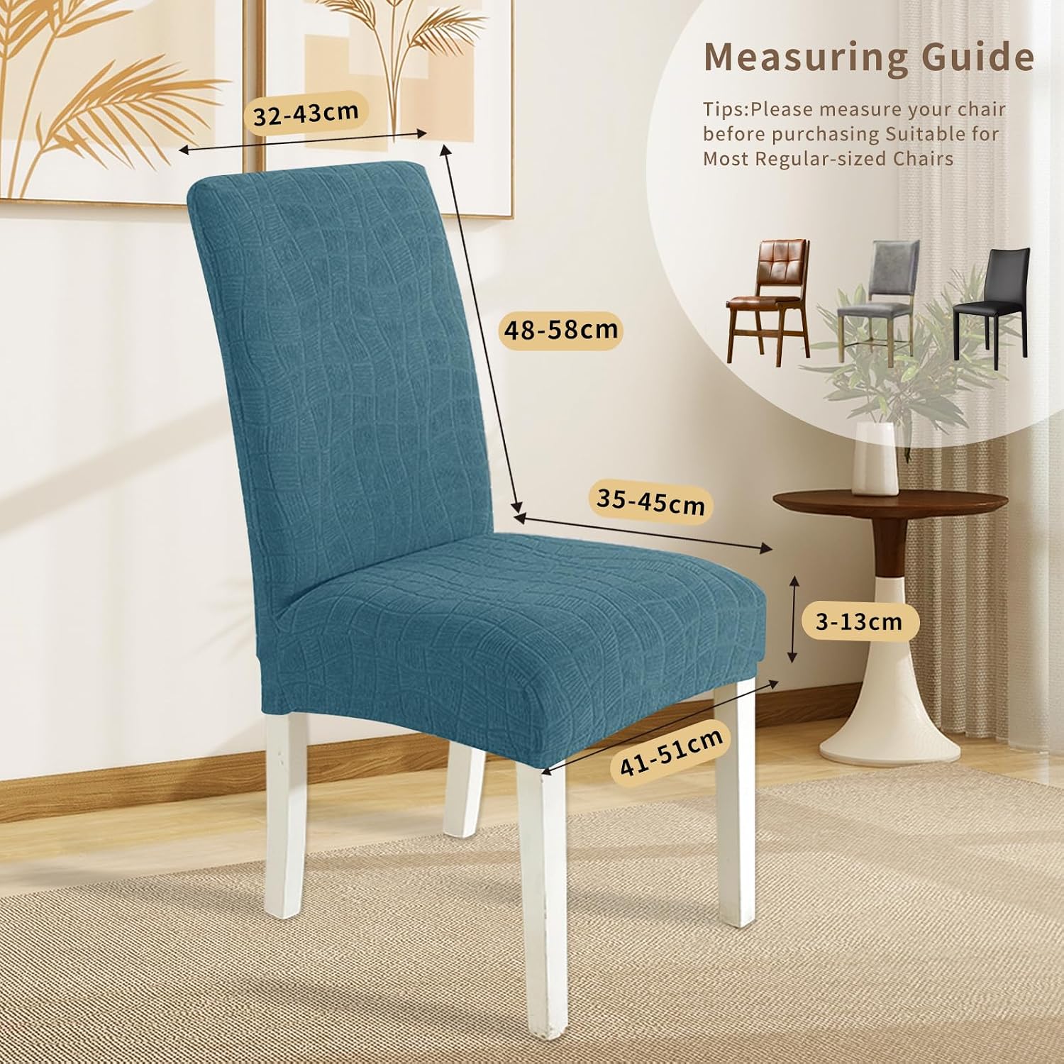 Thumbnail 2 de Ystyle Housse de chaise 6 pièces turquoise, housses extensibles élastiques lavables