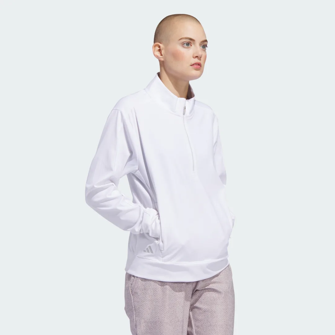 Detalle de Adidas Sudadera Ultimate365 Half-Zip Layering – Blanco