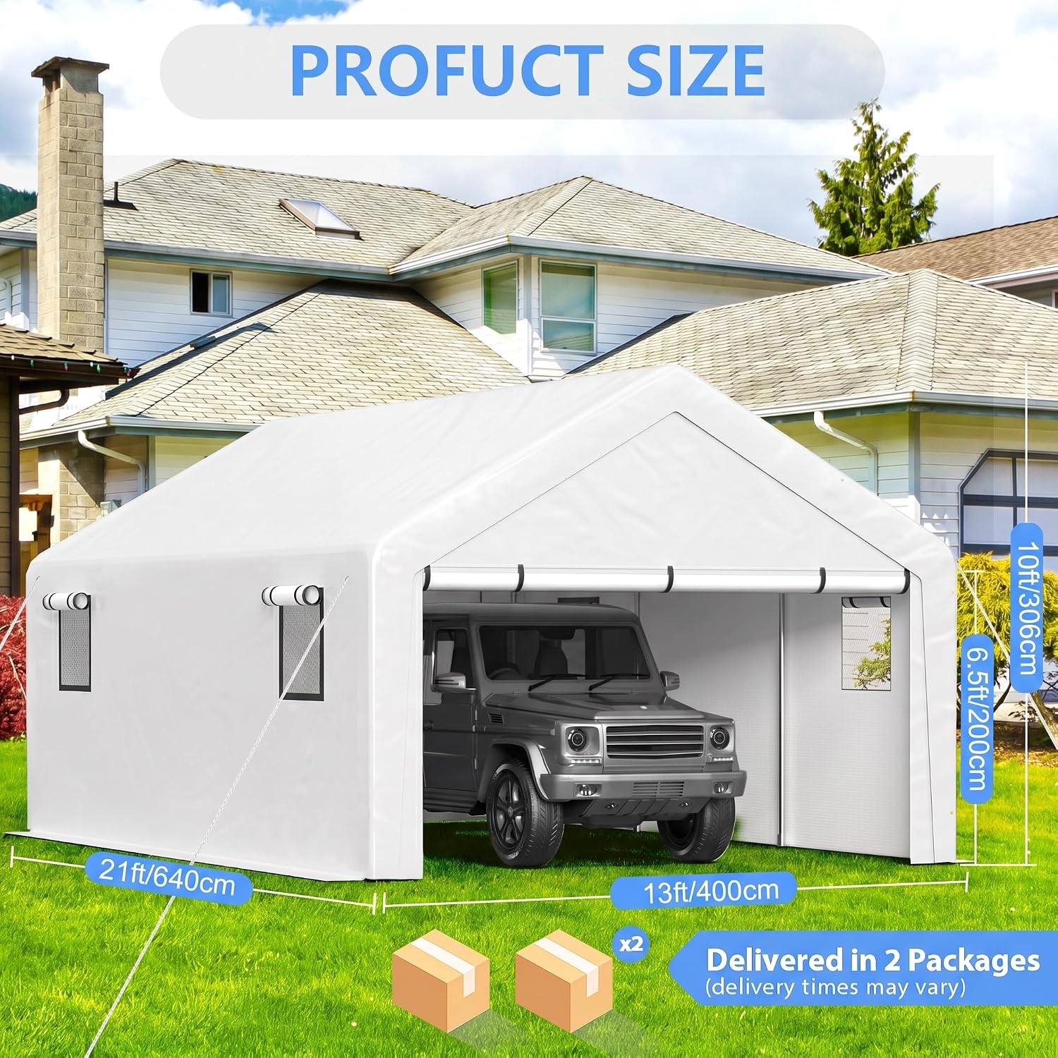 Detalle de Jocoevol Enclosed Carport 13x21 ft